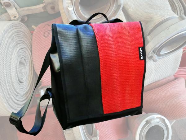 Backpack made from red fire hose